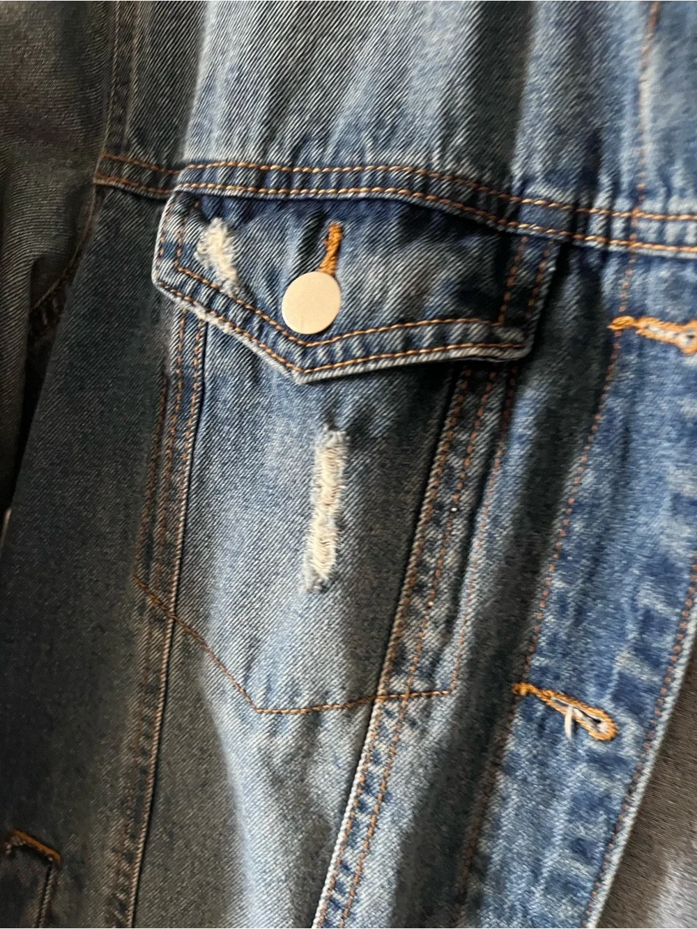 bp Upcycled Hand Painted Astronaut Space Denim Distressed Jacket Medium NWOT - Picture 2 of 10